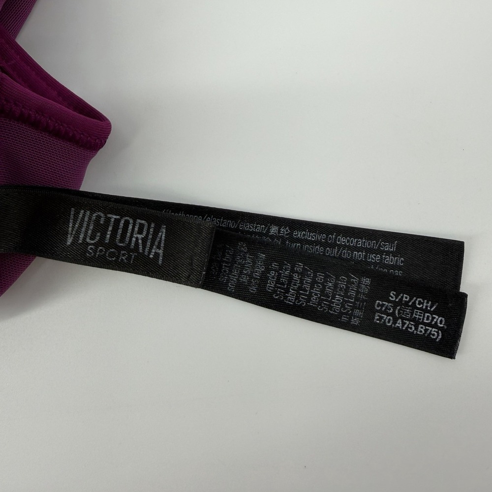 Victoria Sport Racerback Sports Bra Pink Purple Logo Medium Support Size S - Picture 3 of 7